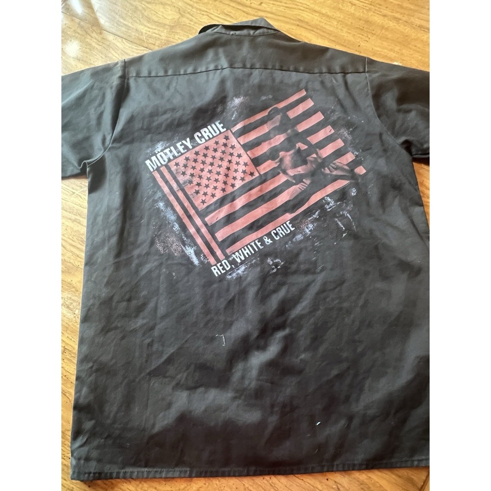 Vintage Motley Crue Red‎ White & Crue Tour Button Up Shirt Made In USA Large
